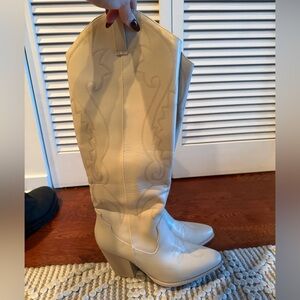 Cream Western-Style Women's Boots